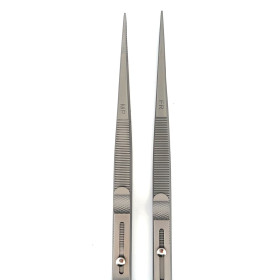 PINZETTA INOX SCANALATURA E FERMO 1 pz