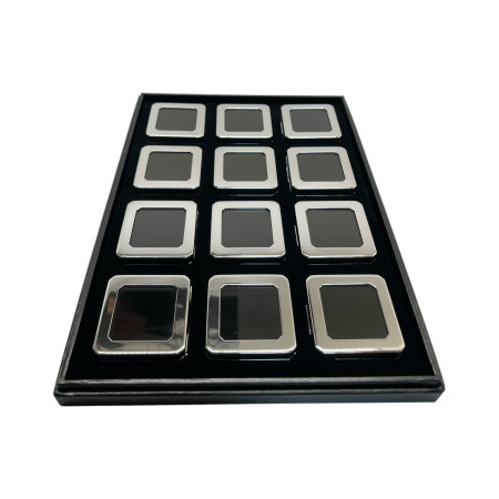 Tray with 12 boxes 5.5X5.5x1.5 cm - Shiny silver