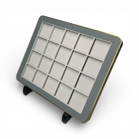 Premium Gem Display with Gold Frame - Grey