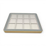 Premium Gem Display with Gold Frame - Grey
