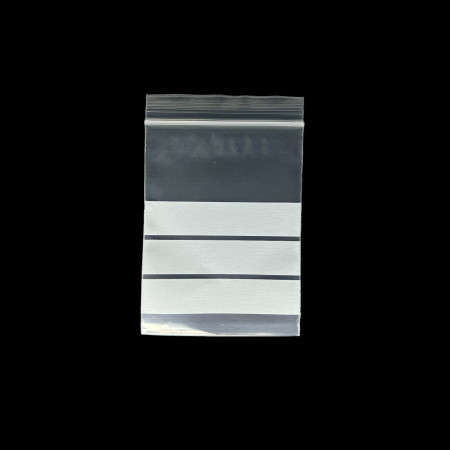 PLASTIC ZIP TOP BAGS 9x13 cm with three white strips