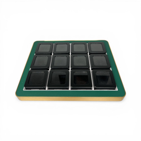 Espositore con Cornice Dorata-Verde completo di 12 scatoline MATT BLACK