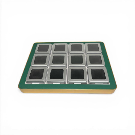 Espositore con Cornice Dorata-Verde completo di 12 scatoline MATT SILVER