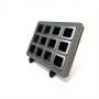 Hochwertiges Edelstein-Display mit Goldrahmen – Grau komplett mit 12 MATT BLACK Schachteln